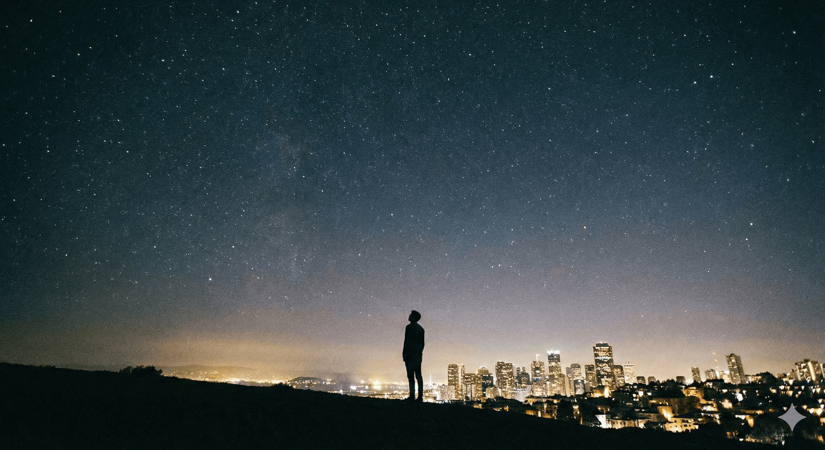 Yalnız bir bireyin silueti ve geniş gökyüzü: Ayn Rand’ın bireyci felsefesini ve rasyonel bencilliği simgeleyen görsel.